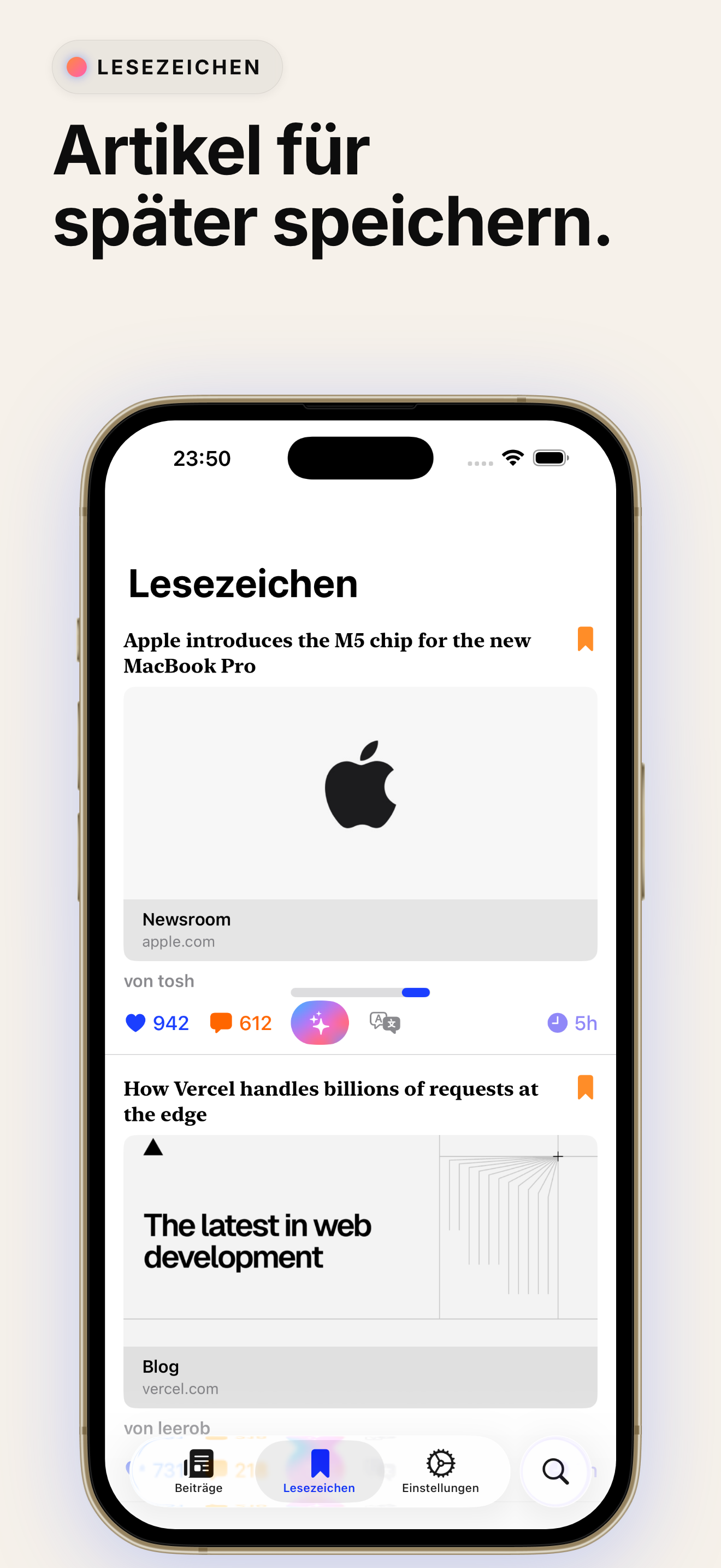 Hack The News - Artikel für später speichern.