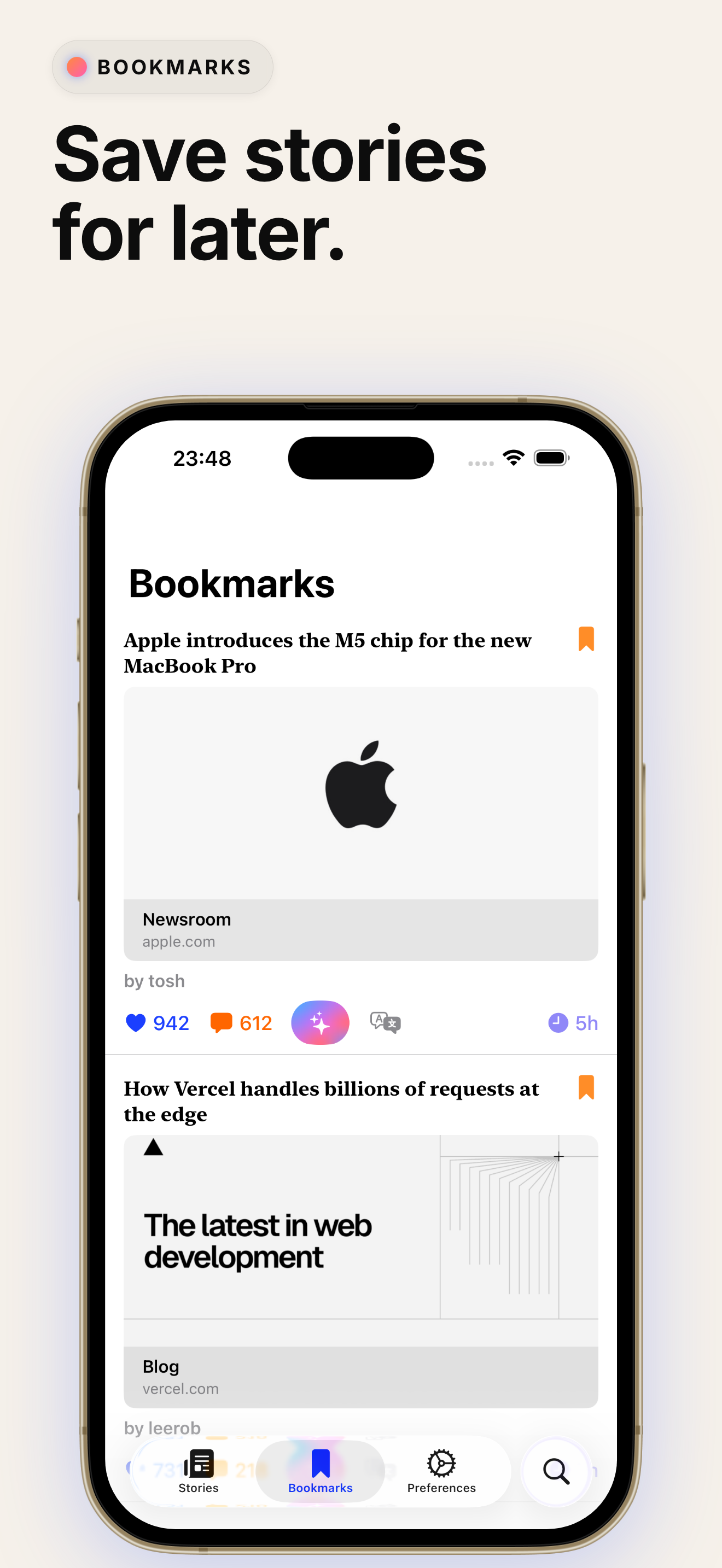 Hack The News - Save stories for later.