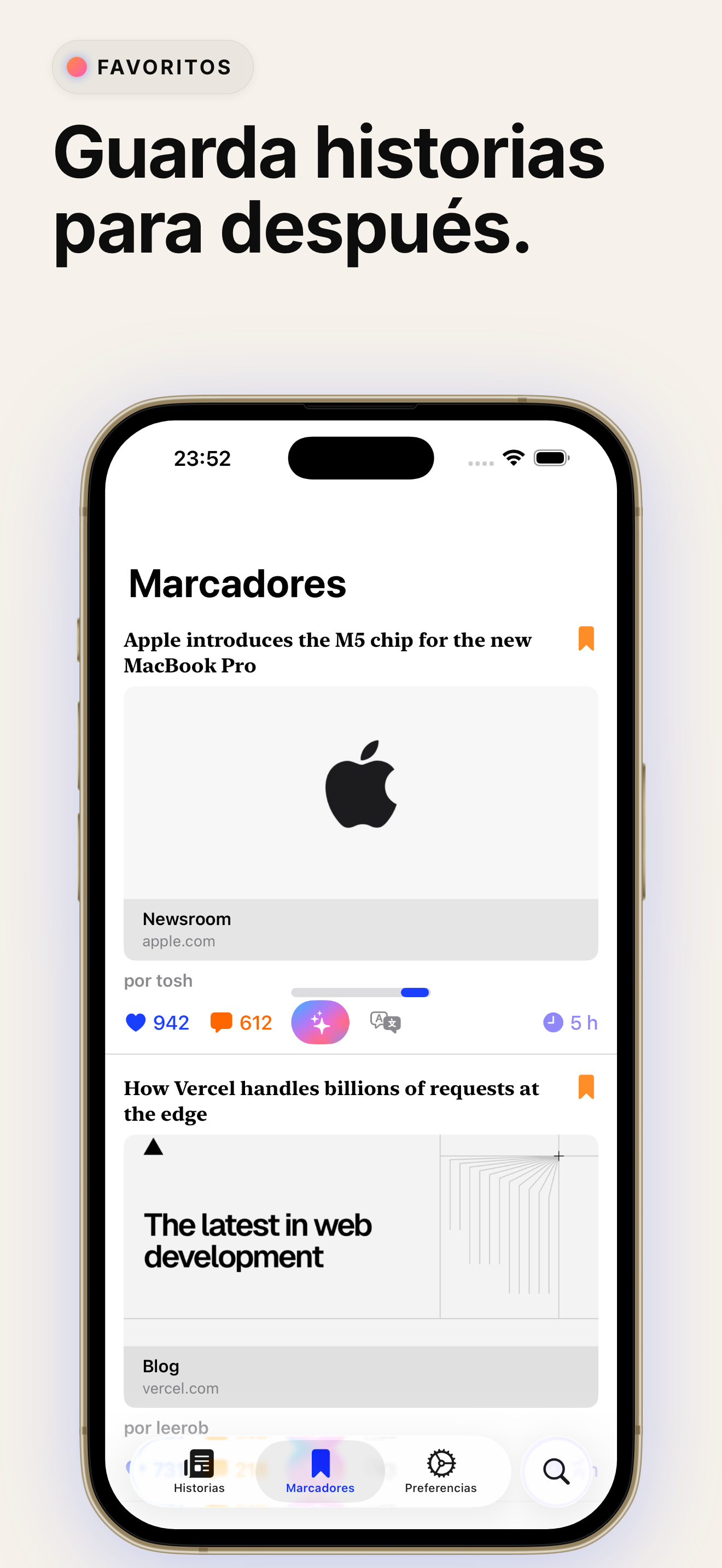 Hack The News - Guarda historias para después.