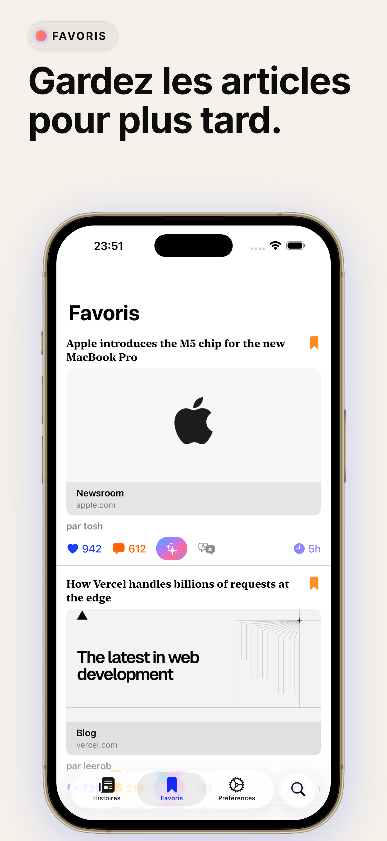 Hack The News - Gardez les articles pour plus tard.